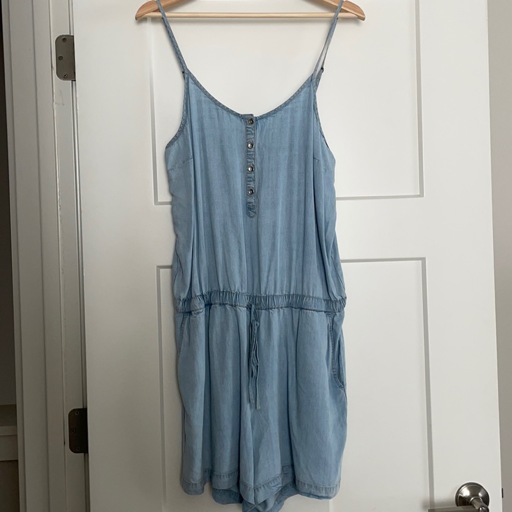 Blue denim wash romper